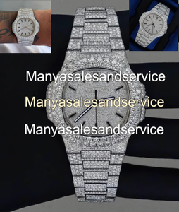 Montre de luxe pour homme personnalisée avec cadran en verre glacé serti de diamants Moissanite VVS1, bracelet en acier inoxydable, fermoir, résistance à l'eau 10 bars - Product Image 2