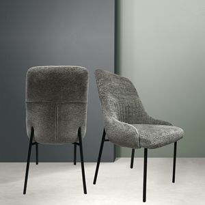 Ensemble de 2 chaises de salle à manger en tissu bouclé gris - Product Image 1
