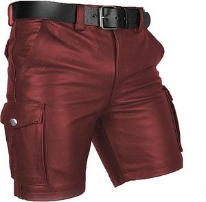 Shorts cargo en cuir véritable pour homme, shorts de club, shorts décontractés avec poches - Product Image 5