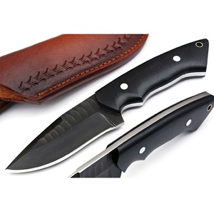 Cuchillo táctico de hoja fija con filo dentado y mango negro, de espiga completa, para uso exterior y desollado, venta al por mayor EE. UU. Europa - Product Image 2
