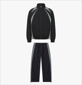 Ensemble de survêtement imperméable en polyester OEM unisexe, veste coupe-vent à fermeture éclair intégrale et pantalon de survêtement, 2 pièces - Product Image 1