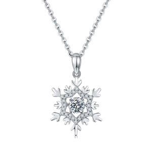 Collar Elegante para Mujer, Plata de Ley 925, Moissanita, Forma de Copo de Nieve, Certificado GRA, Uso Diario - Product Image 5