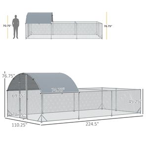 Pollaio Grande da 5,7 m con Copertura Impermeabile, Recinto per Polli Accessibile, Gabbia per Animali Argento, Nuovo, per Fattoria, Realizzato in Acciaio - Product Image 3