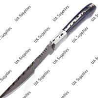 Couteau de survie et de chasse à lame fixe en acier Damas fait main, manche en bois Pakka, robuste, avec étui, pour le camping, le traçage, DIY, OEM