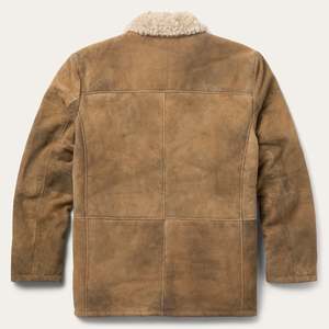 Veste en cuir suédé marron pour homme Stetson avec doublure en fausse fourrure, col rabattable, coupe-vent, manteau d'hiver, coupe régulière - Product Image 2