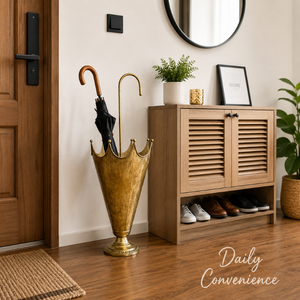 Porte-parapluie décoratif en laiton en forme de couronne, support de parapluie de luxe pour entrée, rangement de cannes, organisateur pour la maison, le bureau ou l'hôtel - Product Image 3