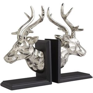 Nordic Style Silver Metal Stag Head Bookends Decorative Animal Metal <b>Bookcase</b> Stopper Heavy Duty Book Ends - Product Image 1