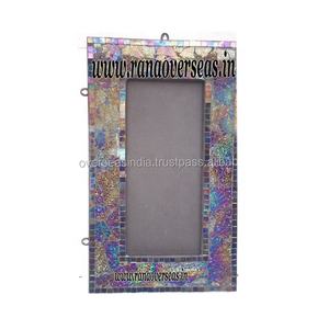 Colorful Glass <b>Mosaic</b> Wooden Photo Frame in Rectangular Shaped for Bed Room and Living Room - Product Image 1