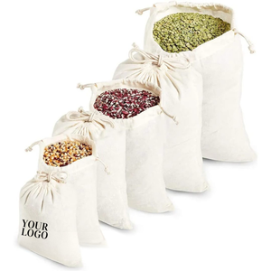 Customized Plain White 6-12oz Cotton Gift Sack Bag with Festive Drawstring Closure for Dry Goods <b>Storage</b> - Product Image 4
