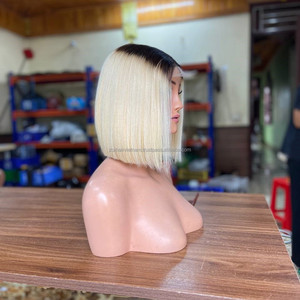 Hot Trending Human Hair <b>Wigs</b> Vietnamese Raw Hair Lace Front <b>Wig</b> Blonde <b>Bob</b> Style With Baby Hair Swiss Lace HD Transparent - Product Image 1