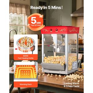 Macchina per Popcorn Commerciale in Acciaio Inox da 8oz, 800W, Stile Cinema, Produce 48 Tazze per Ciclo - Product Image 4