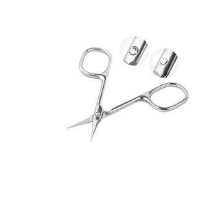Tijeras de belleza de lujo, de acero inoxidable premium, con hojas rectas y puntas afiladas, mangos de plástico, para diestros, con borde decorativo para cejas - Product Image 2