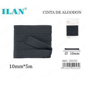 Ilan Cotton Tape 10mm X 5m Black <b>Webbing</b> - Product Image 1
