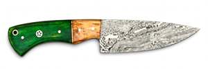 Cuchillo de Chef de Acero de Damasco Forjado a Mano Personalizado con Mango Híbrido de Resina Verde y Madera Natural - Product Image 4