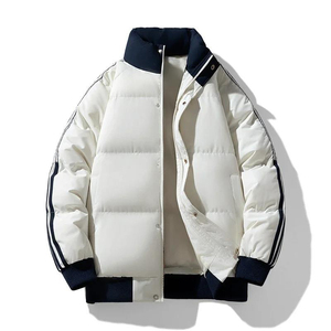 Men's Formal Winter Bomber Jacket Canvas Streetwear Fashion Hooded Stand Collar Puffer <b>Coat</b> Pocket Decoration Warm Thickened - Product Image 1