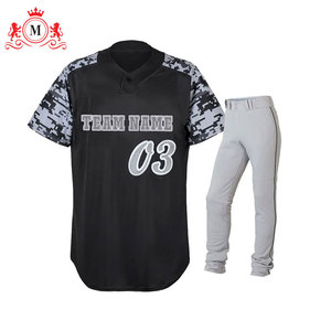Ensemble uniforme pour homme : maillot de baseball noir avec manches camouflage et pantalon gris, en polyester respirant pour adultes - Product Image 6