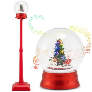 Lampione Natalizio Decorativo da 1,5 m con Babbo Natale/Pupazzo di Neve/Albero Rotante a 360 Gradi, 15 LED Colorati, 8 Melodie, 2 Modalità - Decorazioni Natalizie - Product Image 4
