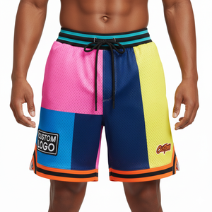 Shorts de basket-ball pour hommes, double couche, sublimation, logo personnalisé, été, 100% polyester, taille mi-haute - Product Image 1