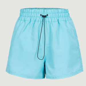 Shorts en tricot imprimé pour femmes avec cordon de serrage à la taille élastique, séchage rapide, style décontracté, couleur bleu clair - Product Image 3