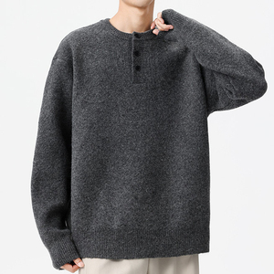 <b>Men's</b> High Quality Casual <b>Henley</b> Knit Sweater <b>Long</b> <b>Sleeve</b> Button Placket Pullover Warm Soft Winter Knitwear Custom Wholesale - Product Image 2