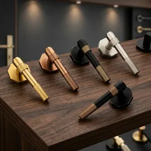 Ensemble de poignées de porte à mortaise de qualité supérieure avec finition en acier inoxydable antique, graphite noir, CP, noir PVD, or PVD, or rose PVD, noir, luxe - Product Image 1