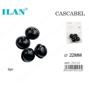 Ilan Cascabel Bottone 22mm Nero Confezione da 4 Pezzi - Product Image 1