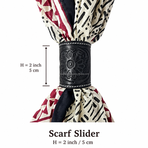 2026 New Personalized Low Price Hand <b>Tooled</b> Genuine Cow <b>Leather</b> Scarf Slide Fashionable Western Style Scarf Holder for Girl's - Product Image 2