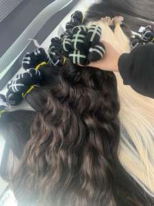 Extensions de cheveux tissés à la machine, couleurs noir foncé, donneur unique, cheveux de bébé, cheveux vierges vietnamiens, super double trame, prix de gros - Product Image 4