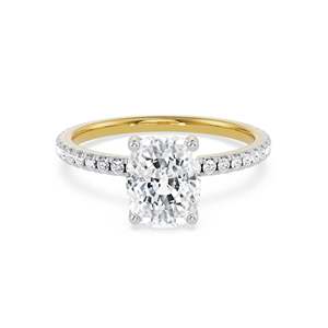 Bague de fiançailles en moissanite taille émeraude avec bande pavée, centre solitaire, cadeau tendance pour mariage et fête, bijoux en argent 925 plaqué or - Product Image 4