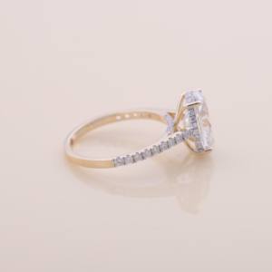 IGI Certified Oval Cut Lab Grown Diamond <b>Solitaire</b> Engagement / Wedding <b>Ring</b> in Solid 925 Sterling <b>Silver</b> with Pavé Band - Product Image 5