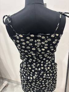 Premium Women's Floral Print Black Color Crop <b>Top</b> Sleeveless Strap Square Neck Back <b>Chain</b> Casual Summer Beach Party Wear <b>Top</b> - Product Image 2