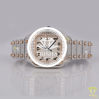 Montre Moissanite Entièrement Sertie pour Homme, Luxe, Mécanique, Style Hip Hop, Diamants VVS, Testeur de Diamant Inclus, Bling