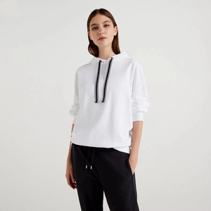 Sudadera con Capucha Extra Grande para Hombre, Color Blanco Sólido, Algodón French Terry, Estilo Casual para Otoño, Corte Regular, Tejido de Punto - Product Image 4