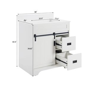 Mobile bagno da 30 pollici con lavabo singolo e ante scorrevoli stile rustico, mobiletto sottolavabo - Video prodotto - Product Image 6