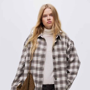 CUSTOM Logo Print <b>Men's</b> Plaid Flannel <b>Padded</b> <b>Shirt</b> Front Snap Buttons Jacket With Lining Warm Keep <b>Men's</b> Fashion <b>Shirt</b> - Product Image 2