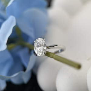 14K White Gold 1.15 Carat Oval Cut Lab Grown Diamond Engagement Ring IGI Certified Classic Solitaire 4 Prong Ring - Product Image 1