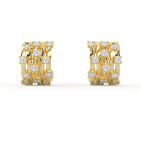 Boucles d'oreilles créoles POOJA DIAMOND en or 14K 18K avec diamants de laboratoire certifiés IGI, bande large texturée, épaisses, style Huggie, bijoux fins de luxe