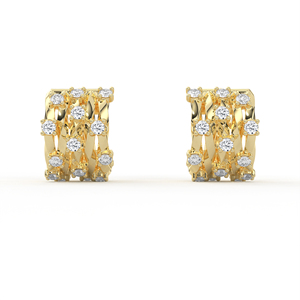 ต่างหูเพชร POOJA DIAMOND ทอง 14K 18K ได้รับการรับรองจาก IGI เพชรเพาะเลี้ยงในห้องปฏิบัติการ ดีไซน์วงแหวนแบบหนา  งานละเอียดหรูหรา - Product Image 2