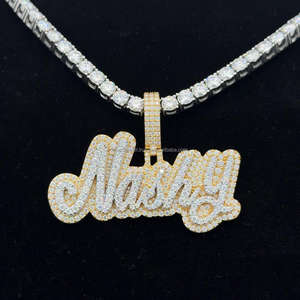 Elegante colgante de diamante chapado en oro para mujer con cadena de tenis a juego de 3mm en plata de ley con joyería de diamantes VVS moissanite - Product Image 4