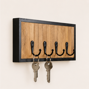 Rustic Wooden Key Holder For Wall With 4 Metal <b>Hooks</b> Decorative Entryway Organizer Rack For Home & Office Mudroom Storage - Product Image 5