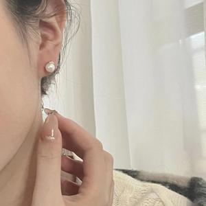 S925 Pure Silver Freshwater <b>Pearl</b> <b>Earrings</b> for Women High-End Design with Zircon Eyelashes Gentle Curve Niche Style - Product Image 4