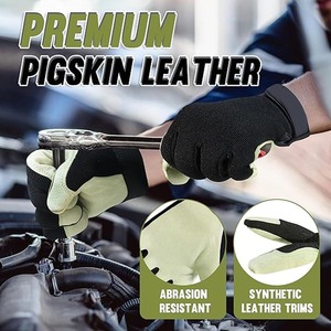 Gants d'hiver unisexes en cuir de chèvre imperméables, anti-UV, antidérapants, à doigts entiers, pour la sécurité industrielle et la conduite automobile - Product Image 4
