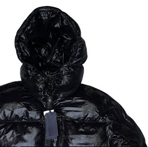 Blouson matelassé brillant pour homme, imperméable, d'hiver, avec capuche amovible, logo personnalisé, rembourrage épais en duvet - Product Image 6