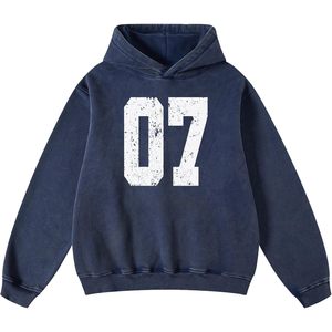 2025 Sudadera con capucha de lavado ácido de moda para hombres de gran tamaño etiqueta personalizada XL XS sudaderas Vintage características antiarrugas - Product Image 1