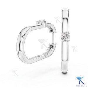 Lab Grown CVD Diamond Solitaire Round Brilliant Cut <b>Hoop</b> <b>Earrings</b> Luxury Minimalist 14K <b>Solid</b> Gold Women's Wedding Party Jewelry - Product Image 3