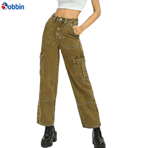 Pantalones Vaqueros de Mezclilla para Mujer, Personalizados OEM, Marca BOBBIN INDUSTRIES, Cintura Media, Estilo Cargo, Transpirables, Ecológicos, Lavado Snow Wash - Product Image 3