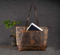 Tas Kanvas Bunga Vintage Tas Bahu Retro Penutup Ritsleting Kapasitas Besar untuk Perjalanan Belanja