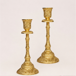 Luxury Vintage <b>Brass</b> Candle <b>Holder</b> Set Elegant Gold Metal Taper <b>Candlestick</b> for Wedding Reception Festive Table Decor - Product Image 1
