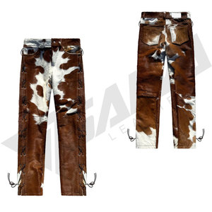 Pantalones de invierno SALVA LEATHER para hombre, de gamuza color canela, ecológicos, impermeables, con bolsillos, corte recto, cierre de cremallera, cintura media, ligeros - Product Image 4