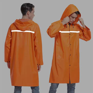 Impermeable reflectante personalizado de doble capa con capucha, chaqueta larga gruesa impermeable para adultos, traje de lluvia dividido para exteriores - Product Image 3